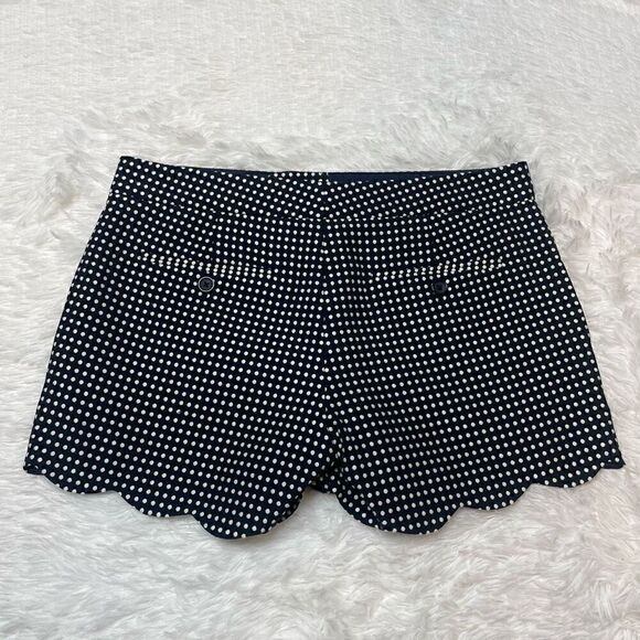 CLUB MONACO Shorts Navy Blue Polka Dot Scalloped Hem Size 4 - Picture 2 of 9